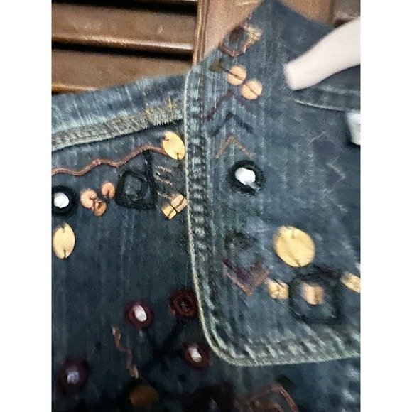 CHICOS Denim Jacket with Embroidered Accents (Size 2) - Picture 7 of 10